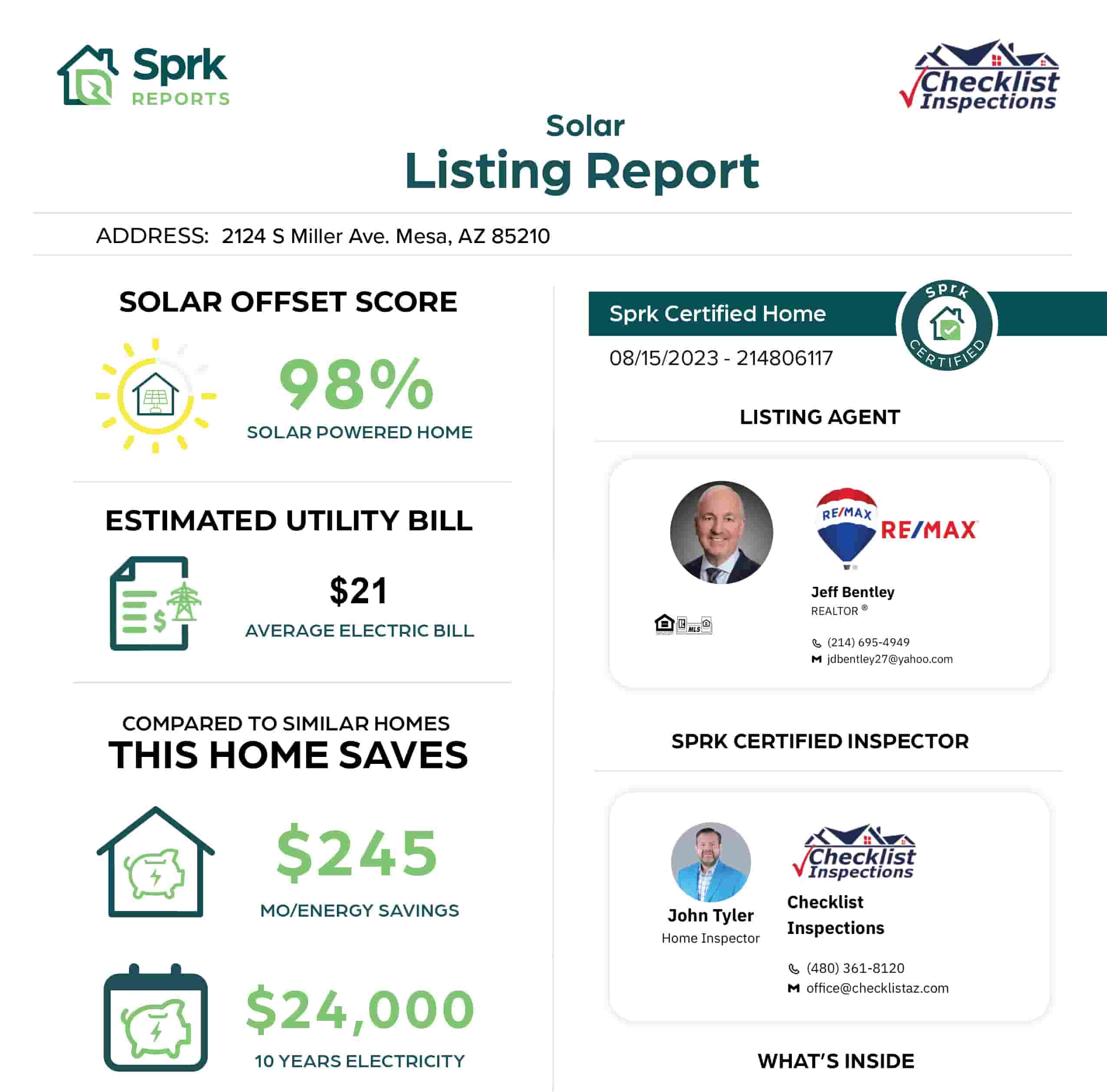 Sample Solar Listing Report Preview
